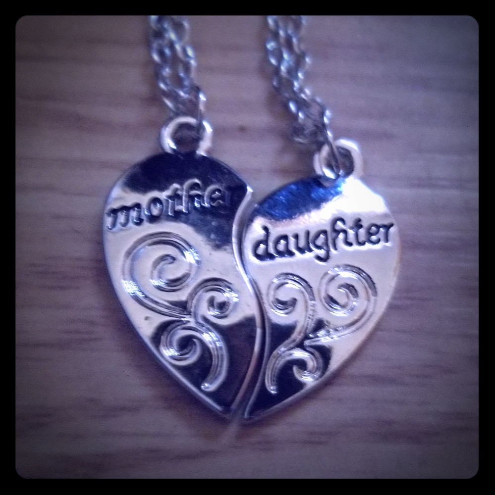 Mother and Daughter  Heart Necklace